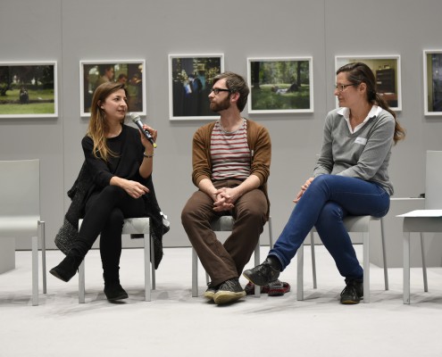 Künstlergespräch mit Paula Markert, Marcel Noack und Prof. Elisabeth Neudörfl (Foto © Folkwang Universität der Künste)