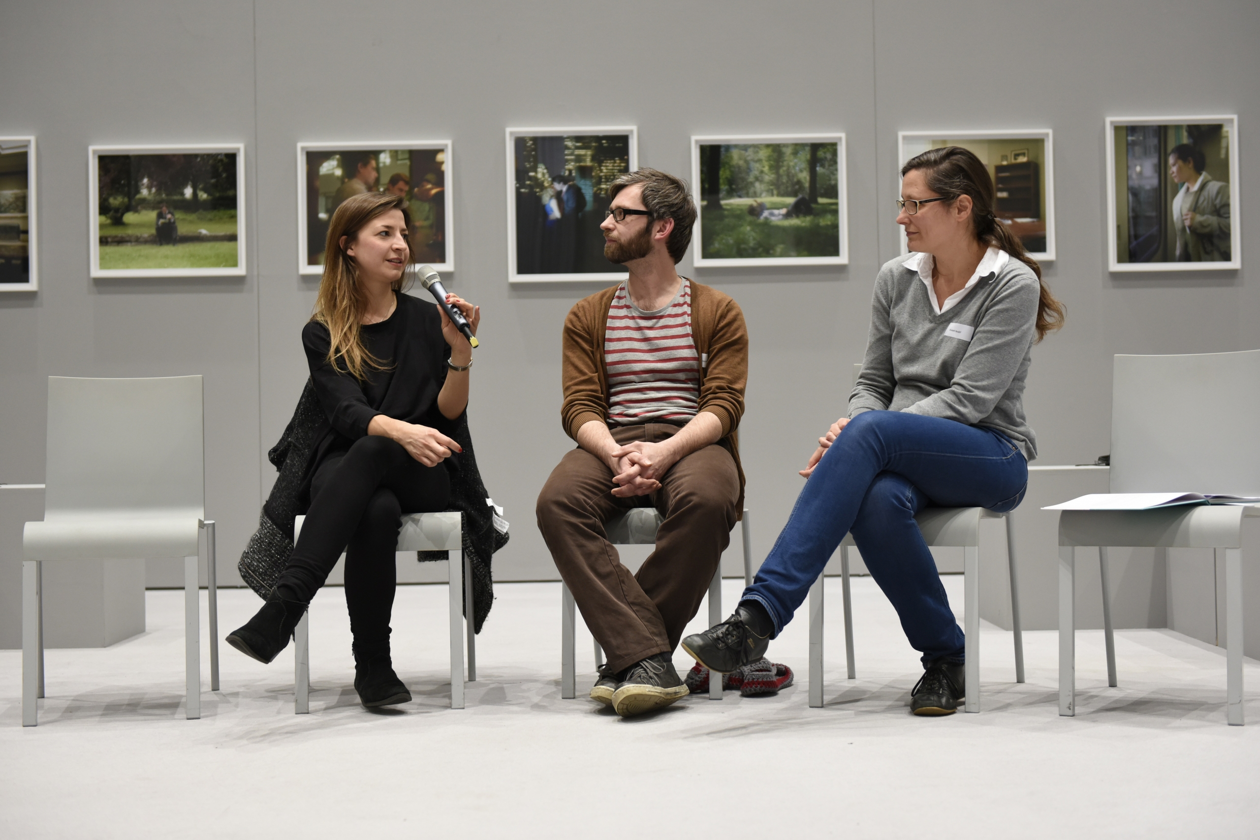 Künstlergespräch mit Paula Markert, Marcel Noack und Prof. Elisabeth Neudörfl (Foto © Folkwang Universität der Künste)